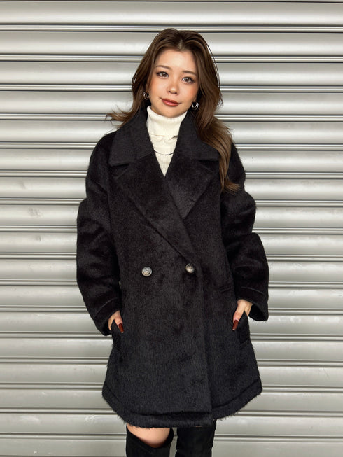 シャギーダブルミドル丈コート